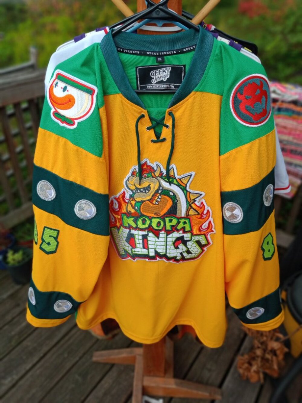 (XL)Koopa King Bowser Geeky Jerseys Mario brothers NHL style Hockey Jersey